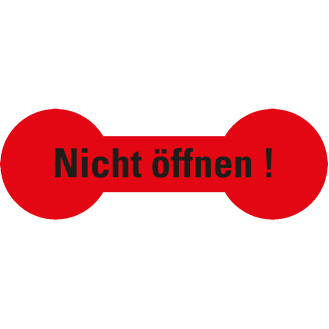 Sicherheitssiegel Nicht öffnen!, RoHS-konform, leuchtrot, Haftpapier, 20x60mm, 12/Bogen-Beschreibung lesen