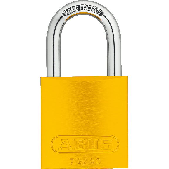 ABUS Vorhangschloss Aluminium 72/40, gelb, Bügelhöhe 27mm, 39x74x19mm, 2 Schlüssel-Beschreibung lesen