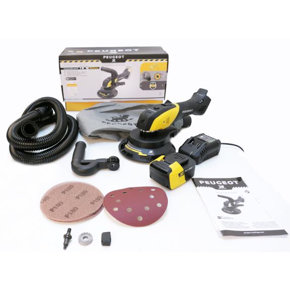 Ponceuse plâtre 18V ENERGYSAND-18VBL-ASP + 1 batterie 5Ah + chargeur - PEUGEOT OUTILLAGE - 650440-Lire la description