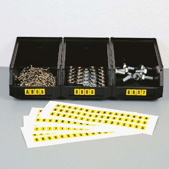 Kombipackung Ziffer 0-9, gelb/schwarz, Folie, SH 75mm, 38x88mm, 10 je Ziffer/Packung-Beschreibung lesen