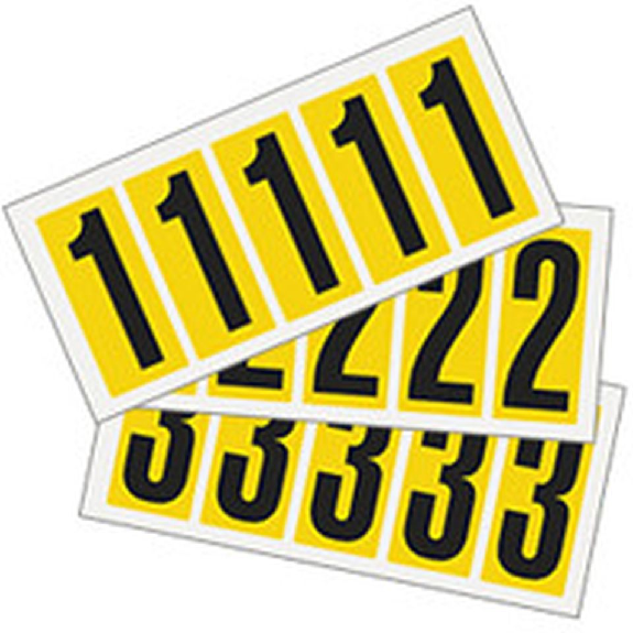 Kombipackung Ziffer 0-9, gelb/schwarz, Folie, SH 75mm, 38x88mm, 10 je Ziffer/Packung-Beschreibung lesen