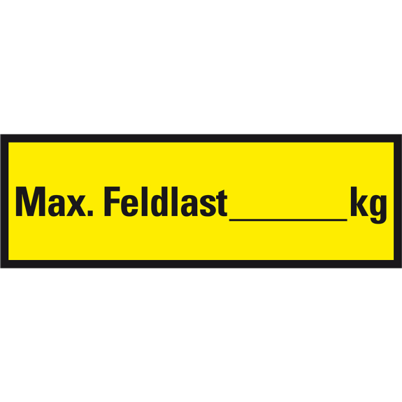 Regalbelastungsaufkleber Feldlast, gelb/schwarz, Folie, selbstklebend, 150x50mm, 5/Bogen-Leggi tutto
