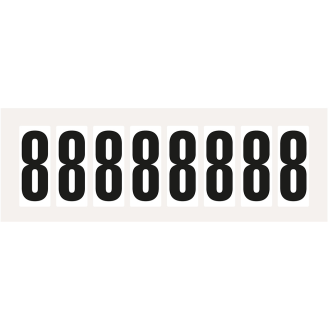 Zahl 8, weiß/schwarz, Folie, Schrifthöhe 60mm, 78,0x35,7mm, 10/Bogen-Beschreibung lesen