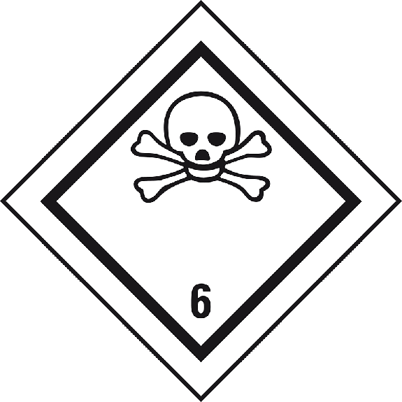 Verpackungskennzeichen Kl.6.1 Giftig, Haftpapier, permanent, 100x100mm, 1000/Rolle-Beschreibung lesen