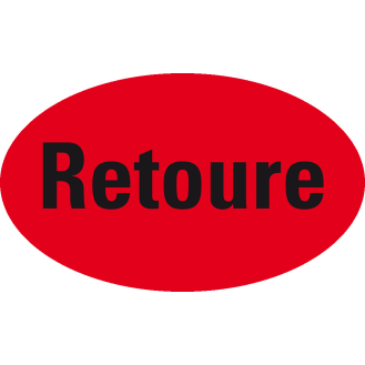 Organisationsetikett Retoure, oval, rot, Haftpapier, ablösbar, 90x53mm, 500/Rolle-Beschreibung lesen