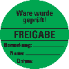 Organisationsetikett Freigabe, grün, Cellulose-Folie, selbstklebend, Ø 60mm, 6/Bogen