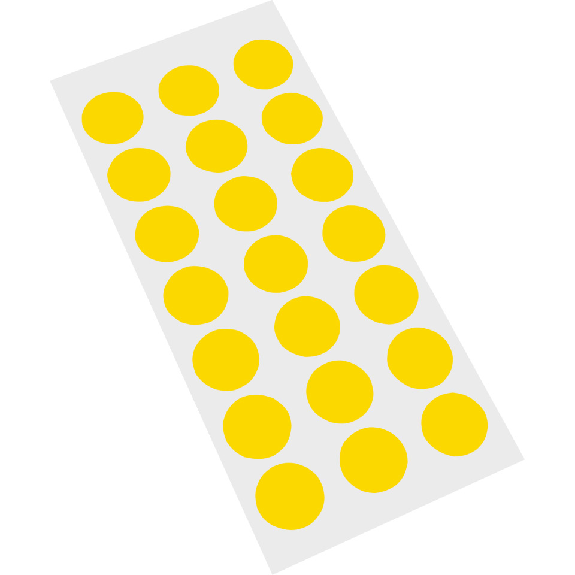 Markierungspunkte, gelb, Cellulose-Folie, selbstklebend, Ø 25mm, 21/Bogen-Leggi tutto