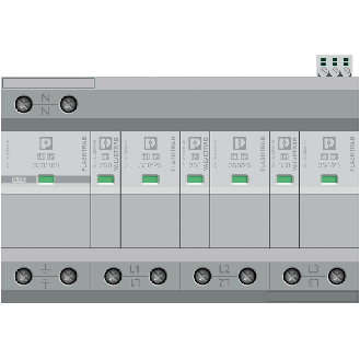 Parafoudre Triphasé+N - Type 1+2 - Uc:350 VAC - Iimp:25 kA - Up:2,2kV - FLT-SEC-T1+T2-3S-350/25-FM-Lire la description