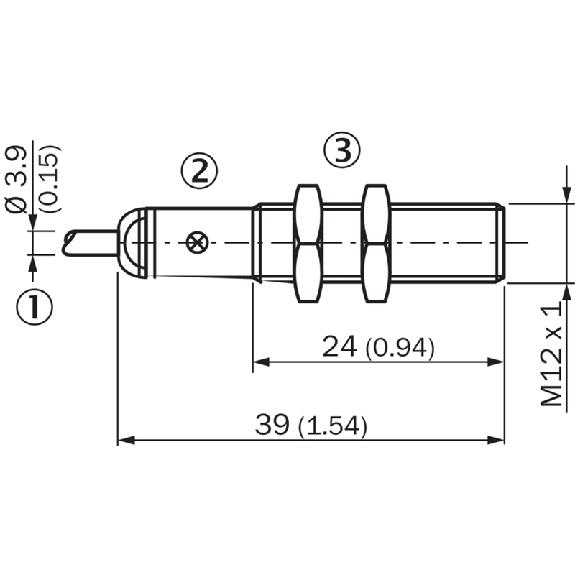 DPI M12 NPN NF P2mm noyé 39(24)mm Laiton 10-30Vdc Câble 2m - IME12-02BNOZW2KS16-Lire la description