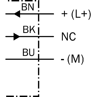 DPI M12 NPN NF P2mm noyé 39(24)mm Laiton 10-30Vdc Câble 2m - IME12-02BNOZW2KS16-Lire la description