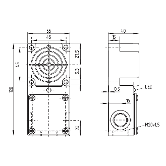 DPI Rect. PNP NO+NF P30mm non noyé Plast. 10-60Vdc / 3xM20 - IFL 30-384-11P-M20-Lire la description