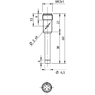 DPI D6,5 PNP NF P2,5mm non noyé 60(34)mm Inox 10-30Vdc / M12 4P - AH1/CP-2H-Lire la description