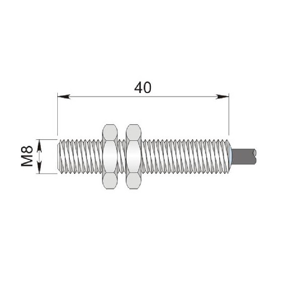 DPM M08 REED NO+NF noyé lg40mm Laiton 150VAC/DC / Câble 2m PVC - SMC-08 S-Lire la description