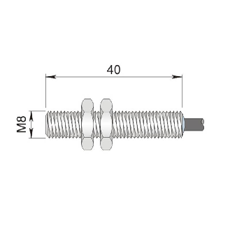 DPM M08 REED NO+NF noyé lg40mm Laiton 150VAC/DC / Câble 2m PVC - SMC-08 S-Lire la description