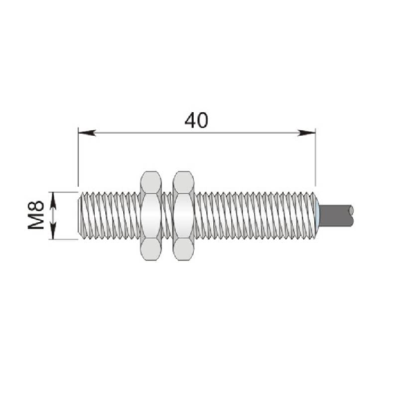 DPM M08 REED NO+NF noyé lg40mm Laiton 150VAC/DC / Câble 2m PVC - SMC-08 S-Lire la description