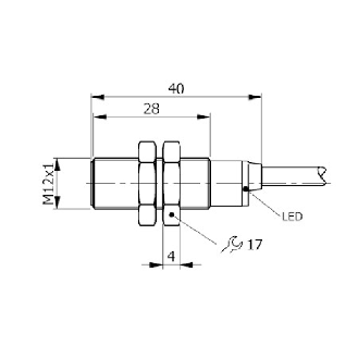 DPI M12 PNP NO P4mm noyé 40(28)mm Inox 10-30Vdc / Câble 2m PVC - SI12SS-DC4 PNP NO S-Lire la description