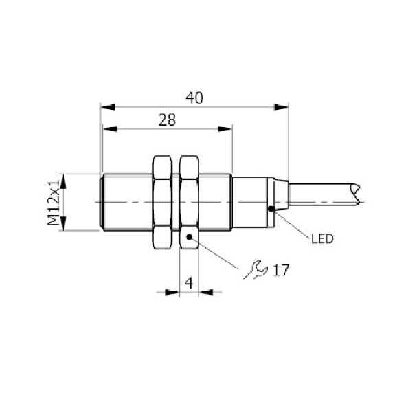 DPI M12 PNP NO P4mm noyé 40(28)mm Inox 10-30Vdc / Câble 2m PVC - SI12SS-DC4 PNP NO S-Lire la description