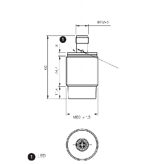 DPI M30 PNP NO P20mm non noyé 60(28.7)mm Laiton M12 4P - AT6/AP-4H-Lire la description