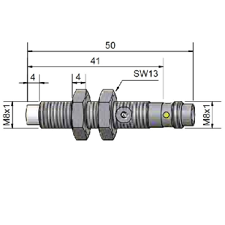 DPC M08 PNP NO P2mm non noyé 50(37)mm Inox 10-35Vdc / M08A 3P - KAS-80-A21-S-M8-PTFE/VAb-Y7-1-HP-Lire la description