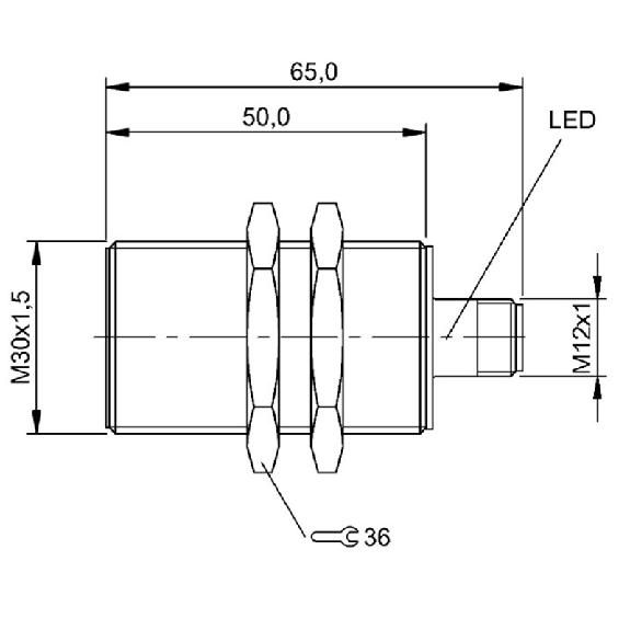 DPI M30 PNP NF P15mm noyé 65(50)mm Laiton 10-30Vdc / M12 4P - BES M30MI-POC15B-S04K (BES009U)-Lire la description