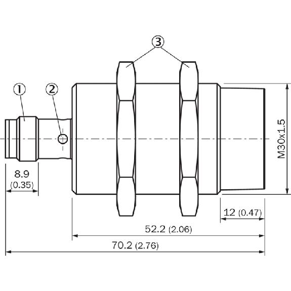DPI M30 PNP NO P20mm non noyé 70(40,1)mm Inox V4A 7-60Vdc / M12 4P - IMS30-20NPSNC0S-Lire la description