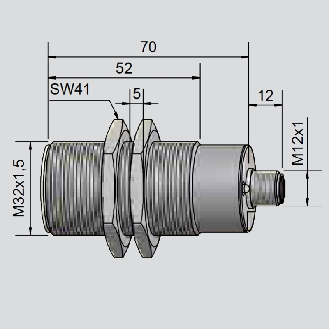 DPC Ex M32 PNP NO+NF P15mm noyé 72(52)mm Inox / M12 4P - KAS-80-30-A-M32-PTFE/VAb-Y10-1-1/2D, ATEX-Lire la description