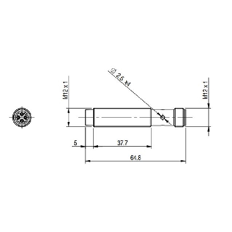 DPI M12 PNP NF P8mm non noyé 64,8(37,7)mm Laiton 10-30Vdc M12 4P - AM1/CP-4H-Lire la description