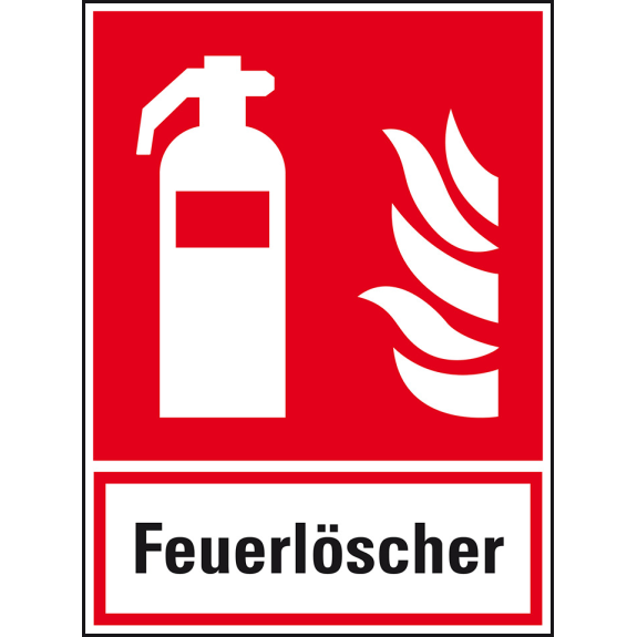 Brandschutz-Kombischild Feuerlöscher, Folie, selbstklebend, 200x270mm, ASR A1.3, DIN EN ISO 7010 F001-Leggi tutto