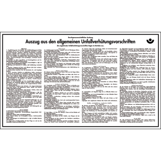 Aushang Auszug allgemeiner Unfallverhütungsvorschriften, Kunststoff, 430x260mm-Beschreibung lesen