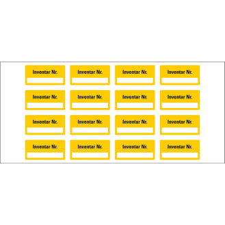 Inventaretikett Inventar Nr., einzeilig, gelb, Dokumentenfolie, 40x20mm, 16/Bogen-Beschreibung lesen