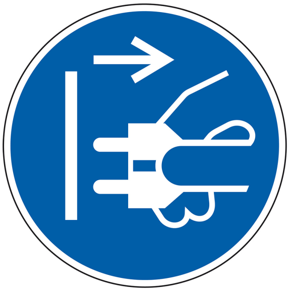 Gebotsschild Netzstecker ziehen, ISO, UL-anerk., Polyesterfolie, Ø25mm,10/Bogen Gebotsschild Netzstecker ziehen, ISO, UL-anerk., Polyesterfolie, Ø25mm,10/Bogen-Beschreibung lesen