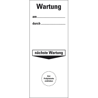 Grundplakette Wartung am... durch... nächste Wartung, Folie, 100x40mm, 40/Heft-Beschreibung lesen