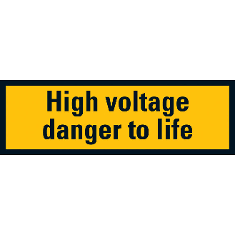 Warnschild High voltage danger..., praxisb., Folie, selbstklebend, 37x105mm-Beschreibung lesen