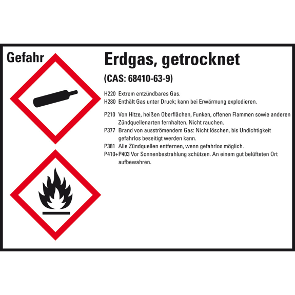 GHS-Etikett Erdgas getrocknet, GefStoffV/GHS/CLP, Folie, 74x105mm, 8/Bogen GHS-Etikett Erdgas getrocknet, GefStoffV/GHS/CLP, Folie, 74x105mm, 8/Bogen-Beschreibung lesen