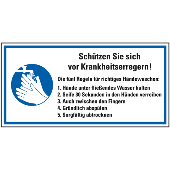 Hinweisschild Schützen Sie sich vor Krankheits..., Folie selbstklebend, 200x100mm-Beschreibung lesen
