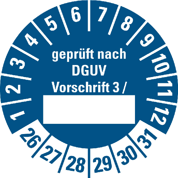 Prüfplakette,gepr.n.DGUV Vorschr.3,26-31,blau,Folie,selbstklebend,Ø 30mm,10/BOG Prüfplakette,gepr.n.DGUV Vorschr.3,26-31,blau,Folie,selbstklebend,Ø 30mm,10/BOG-Beschreibung lesen