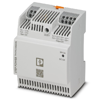 Alim. à découpage 24VDC 5A 120W, 1PH 100-240VAC, Rail DIN, Push-in - STEP3-PS/1AC/24DC/5/PT-Lire la description