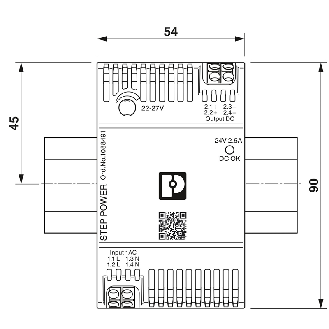 Alim. à découpage 24VDC 2,5A 60W, 1PH 100-240VAC, Rail DIN, Push-in - STEP3-PS/1AC/24DC/2.5/PT-Lire la description
