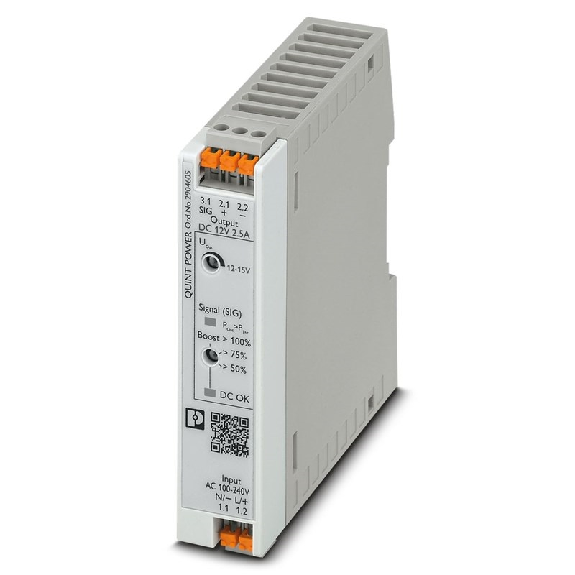 Alim. à découpage 12VDC 2,5A 30W, 1PH 100-240VAC, bornes Push-in - QUINT4-PS/1AC/12DC/2.5/PT Alim. à découpage 12VDC 2,5A 30W, 1PH 100-240VAC, bornes Push-in - QUINT4-PS/1AC/12DC/2.5/PT-Lire la description