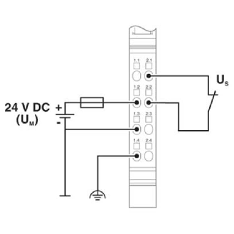 Module alimentation 24Vdc (pour US et UM), IP20, Inline - IB IL 24 PWR IN-PAC-Lire la description