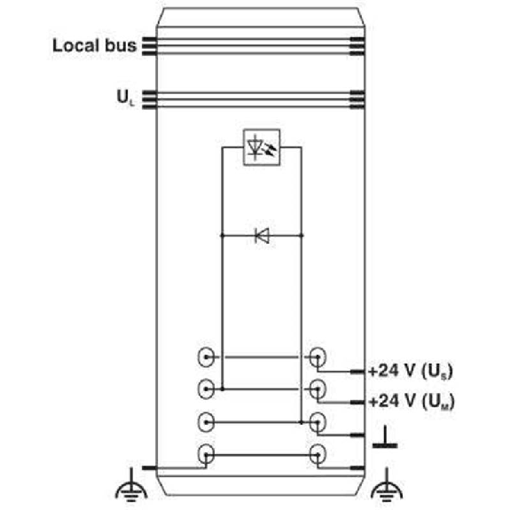 Module alimentation 24Vdc (pour US et UM), IP20, Inline - IB IL 24 PWR IN-PAC-Lire la description