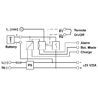 Alimentation secourue par une alimentation intégrée, 24 VDC -2 A - MINI-DC-UPS/24DC/2-Lire la description