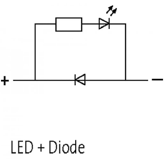 Module d'antiparasit. p/électrov. Forme A LED+Diode 24VDC 50W/VA - 3124021 | VBS-LED JAUNE +DIODE 24 V-Lire la description