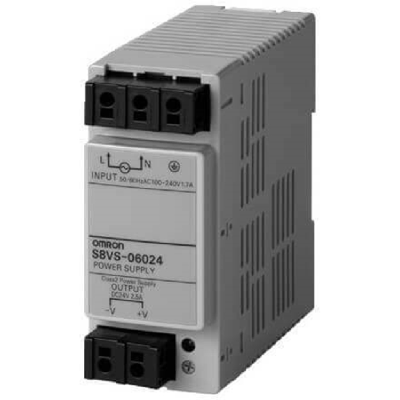 Alim. à découpage 24VDC 2,5A 60W, 1PH 100-240VAC - S8VS-06024-F Alim. à découpage 24VDC 2,5A 60W, 1PH 100-240VAC - S8VS-06024-F-Lire la description