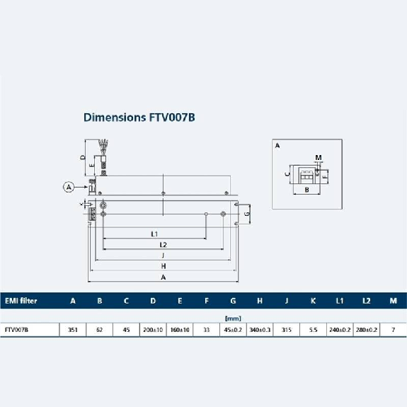 Filtre EMI 3x480VCA - 7A, IP00 - FTV007B Filtre EMI 3x480VCA - 7A, IP00 - FTV007B-Lire la description