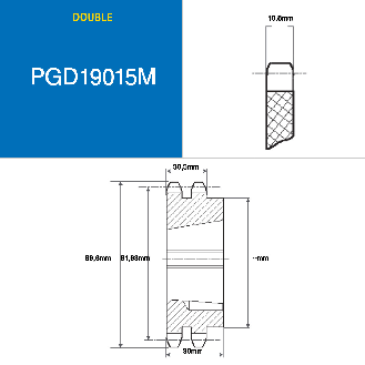CMW - Rueda dentada con cubo desmontable 1610 - Dentado doble - 12B2 - 15 dientes - Paso 19,05 mm-Leer más