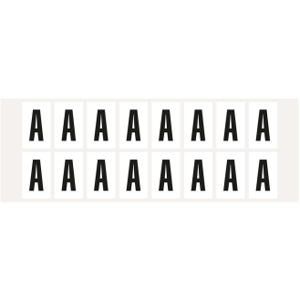 Buchstabe A, weiß/schwarz, Folie, Schrifthöhe 25mm, 22x36mm, 320 Stück/Packung-Beschreibung lesen