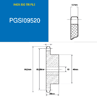 CMW - Rueda dentada pretaladrada - Acero inoxidable - Dentado simple - 06B1 - 20 dientes - Paso 9,52 mm con agujero 10 mm-Leer más