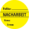 Organisationsetikett Nacharbeit, gelb, Cellulose-Folie, selbstklebend, Ø 60mm, 6/Bogen