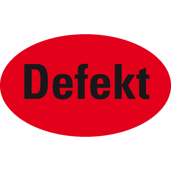 Organisationsetikett Defekt, oval, rot, Haftpapier, ablösbar, 90x53mm, 500/Rolle Organisationsetikett Defekt, oval, rot, Haftpapier, ablösbar, 90x53mm, 500/Rolle-Beschreibung lesen